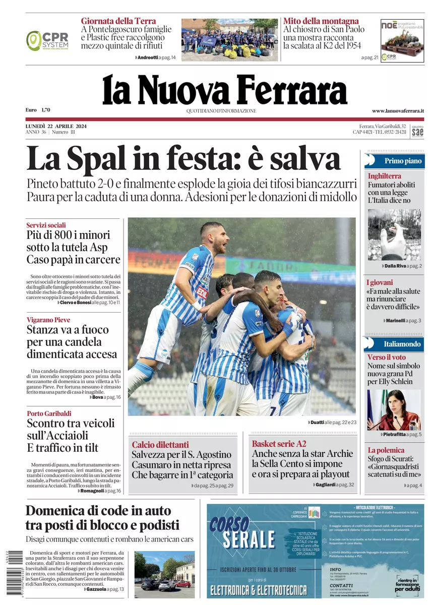 Prima-pagina-nuova ferrara-oggi-edizione-del-2024-04-22